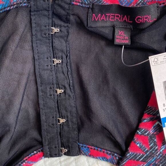 Material Girl NWT Romantic Goth Skater Dress Midriff Cutout Black/Red Print XL - Picture 4 of 7